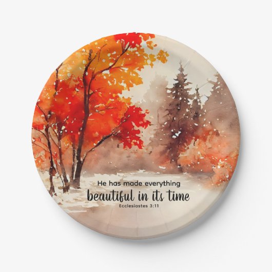 Ecclesiastes 3:11 Bibelverse Fall Wasserfarbe Pappteller (Vorderseite)