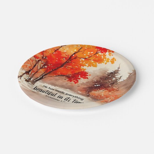 Ecclesiastes 3:11 Bibelverse Fall Wasserfarbe Pappteller (Schrägansicht)