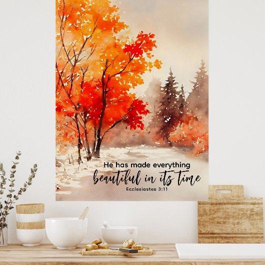 Ecclesiastes 3:11 Bibelverse Fall Wasserfarbe Poster (Küche)