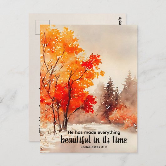 Ecclesiastes 3:11 Bibelverse Fall Wasserfarbe Postkarte (Vorne/Hinten)
