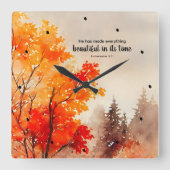 Ecclesiastes 3:11 Bibelverse Fall Wasserfarbe Quadratische Wanduhr (Vorderseite)