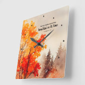 Ecclesiastes 3:11 Bibelverse Fall Wasserfarbe Quadratische Wanduhr (Winkel)