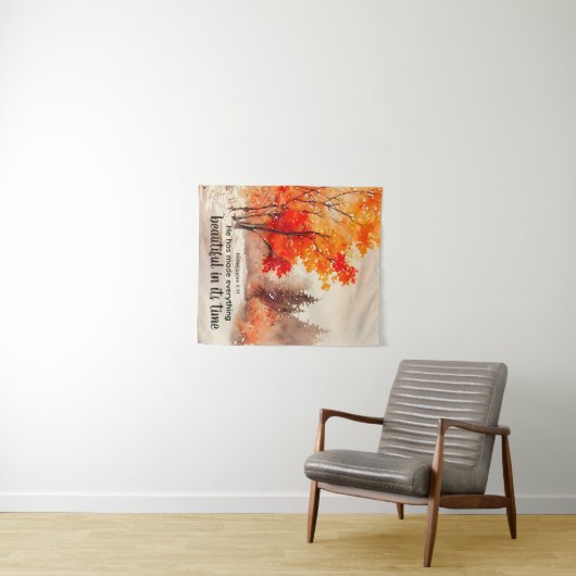 Ecclesiastes 3:11 Bibelverse Fall Wasserfarbe Wandteppich (Beispiel (Horizontal))