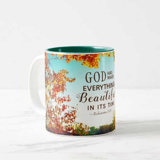 Ecclesiastes 3:11 Er hat alles schön gemacht Zweifarbige Tasse (Vorderseite Links)