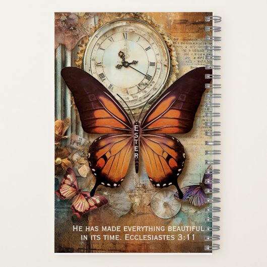 Ecclesiastes 3:11 Journal Butterfly Clock Notebook Notizblock (Rückseite)