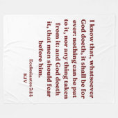 Ecclesiastes 3:14 KJV Bibelverse Fleecedecke (Vorderseite (Horizontal))