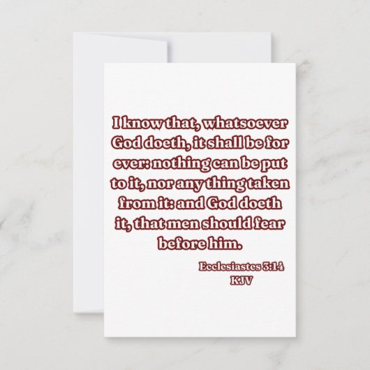 Ecclesiastes 3:14 KJV Bible Verse Gruß Karte (Vorderseite)