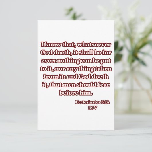 Ecclesiastes 3:14 KJV Bible Verse Gruß Karte (Stehend Vorderseite)