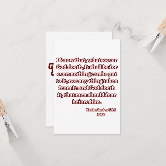 Ecclesiastes 3:14 KJV Bible Verse Gruß Karte (Vorderseite/Rückseite Beispiel)