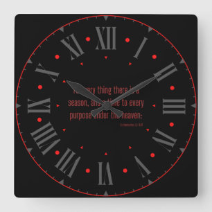 Ecclesiastes 3:1 KJV Bible Verse II Roman Numeral Quadratische Wanduhr