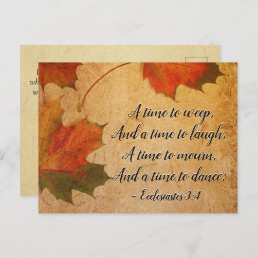 Ecclesiastes 3:4 Eine Zeit zum Weinen, eine Zeit z Postkarte (Vorne/Hinten)