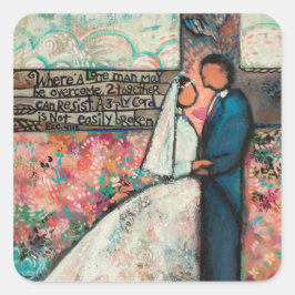 Ecclesiastes 4:12 Christliche Hochzeitsticker Quadratischer Aufkleber