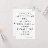 Ecclesiastes 4:9 KJV Bibelschrift Gruß Karte (Vorderseite/Rückseite Beispiel)