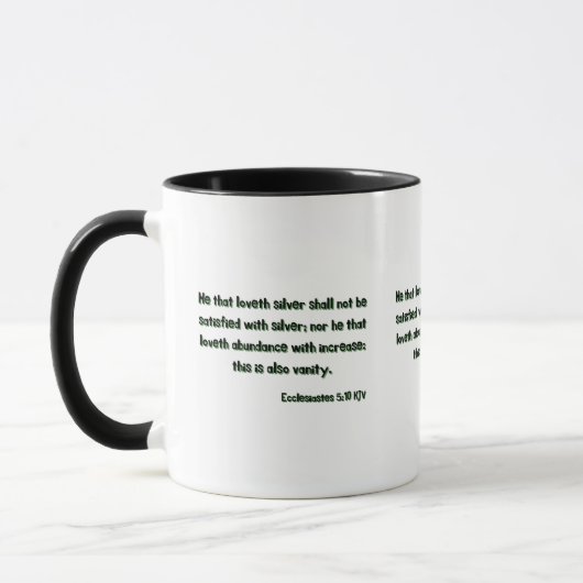 Ecclesiastes 5:10 KJV Bibelverse Zwei-Tonen-Tasse Tasse (Links)