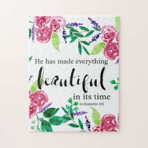 Ecclesiastes Bibelvers Wasserfarben Blumen süß Puzzle