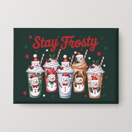 Eced Coffee Bleibe Frosty Christmas Snowman Xmas Button (Vorderseite)