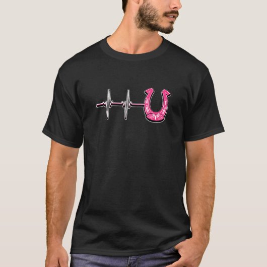 Ecg Heartbeat Grafisches Pferd Lover Reitsporter T-Shirt (Vorderseite)