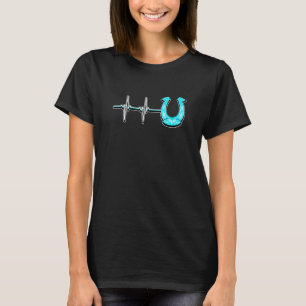 Ecg Heartbeat Grafisches Pferd Lover Reitsporter T-Shirt