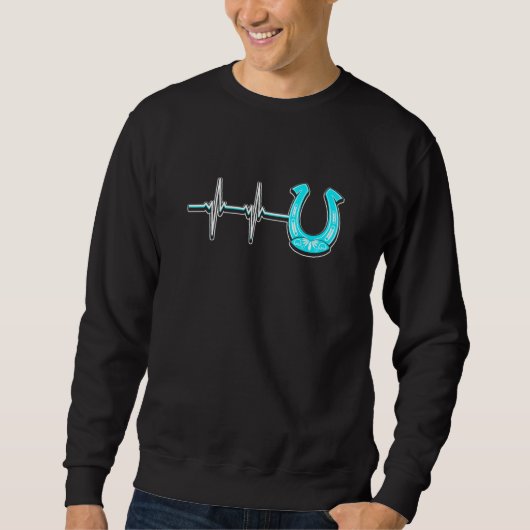 Ecg Heartbeat Graphic Horse Lover Equestrian Rider Sweatshirt (Vorderseite)