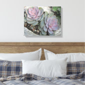 Echeveria Succulent Wrapped Canvas Leinwanddruck (Insitu (Schlafzimmer))