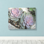 Echeveria Succulent Wrapped Canvas Leinwanddruck (Insitu (Holzboden))