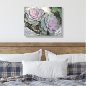 Echeveria Succulent Wrapped Canvas Leinwanddruck (Insitu (Schlafzimmer))