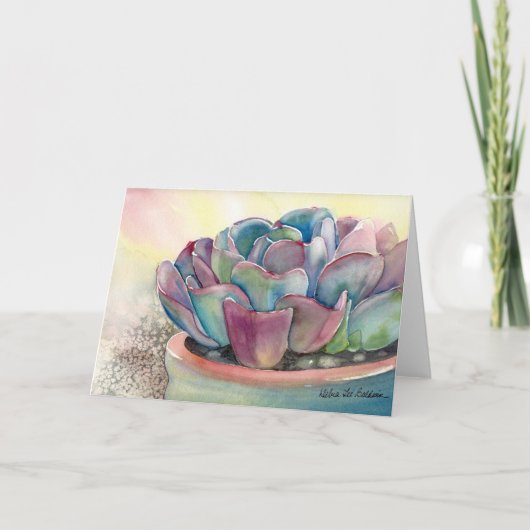 Echeveria Watercolor-Karte durch Debra-Lee Baldwin Karte (Vorderseite)