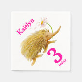 Echidna Aquarellkunst 3. Geburtstagservietten Serviette (Vorderseite)