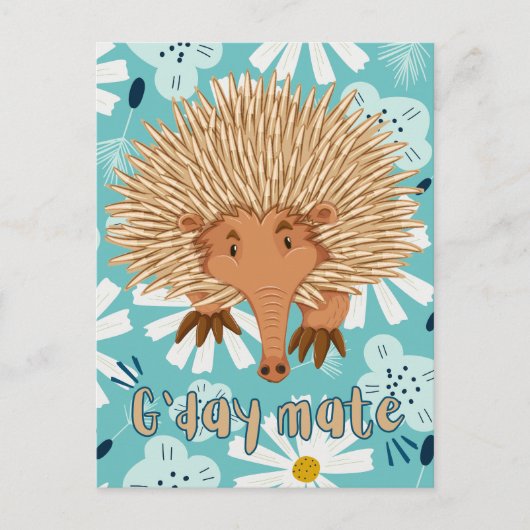 Echidna in Bloom Down Under Greetings Postkarte (Vorderseite)