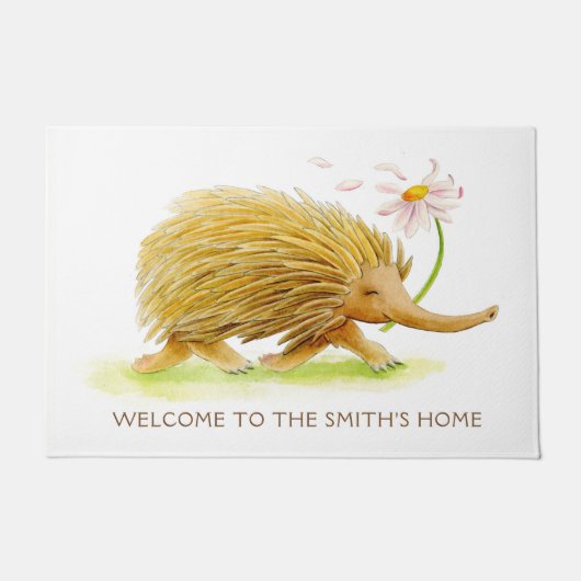 Echidna whimby Animal Water Color Art Brauch Fußmatte (Vorderseite)
