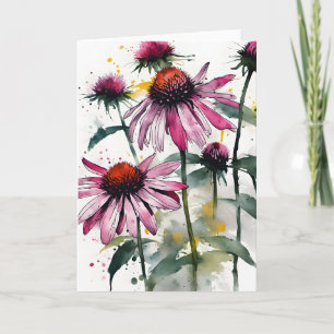 Echinacea - Aquarellblumen Karte