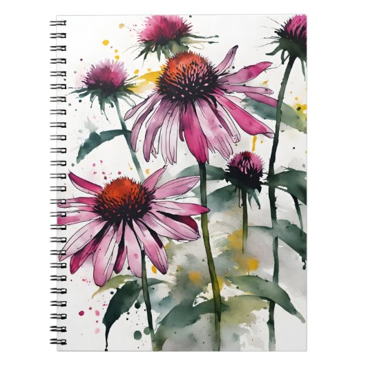 Echinacea - Aquarellblumen Notizblock (Vorderseite)