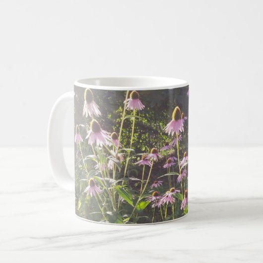 Echinacea-Blume in der Sonne Kaffeetasse (Vorderseite Links)