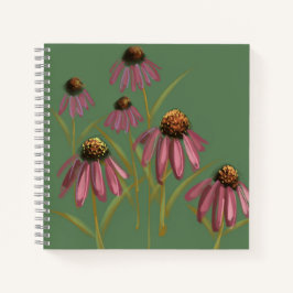 Echinacea Blume Notebook - Mutgrün und Rosa Notizblock