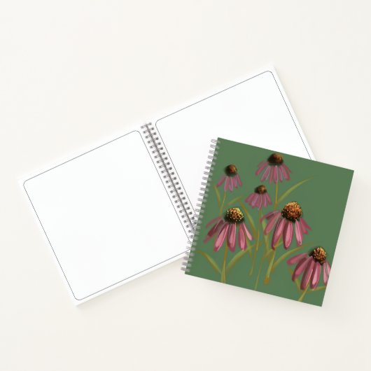 Echinacea Blume Notebook - Mutgrün und Rosa Notizblock (Innenseite)