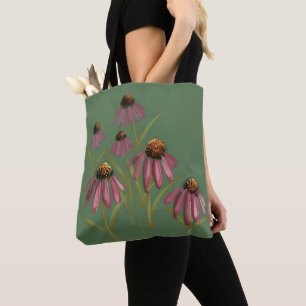 Echinacea Blume Tote Bag - Mutschgrüne Rosa Pflaum Tasche