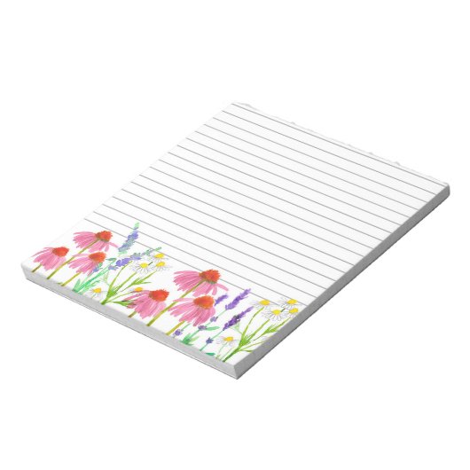 Echinacea Chamomile Lavender Herb Lined Notizblock (Rotiert)