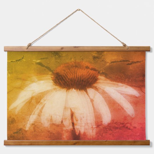 Echinacea Coneflower Daisy Abstrakt gestört Wandteppich Mit Holzrahmen (Vorne)
