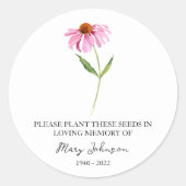 Echinacea Memorial Funerary Seed Packet Runder Aufkleber (Vorderseite)