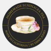 Echinacea Tea Modern Label Runder Aufkleber (Vorderseite)