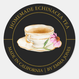 Echinacea Tea Modern Label Runder Aufkleber