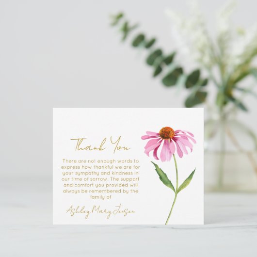 Echinacea | Trauer-Dankeskarten Dankeskarte (Stehend Vorderseite)