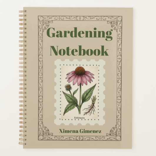 Echinacea Vintage Botanical Gardening Journal Planer (Vorderseite)