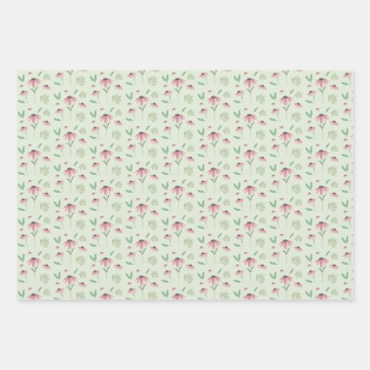 Echinacea Wrapping Paper Flat Sheet Set 3 Geschenkpapier Set (Vorderseite 2)