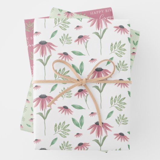 Echinacea Wrapping Paper Flat Sheet Set 3 Geschenkpapier Set (Beispiel)
