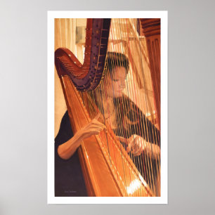 "Echo der Engel" Harp Player Wasserfarbe Poster