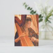 "Echo der Engel" Harp Player Wasserfarbe Postkarte (Stehend Vorderseite)