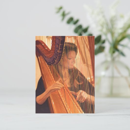 "Echo der Engel" Harp Player Wasserfarbe Postkarte (Stehend Vorderseite)