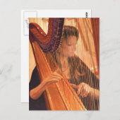 "Echo der Engel" Harp Player Wasserfarbe Postkarte (Vorne/Hinten)