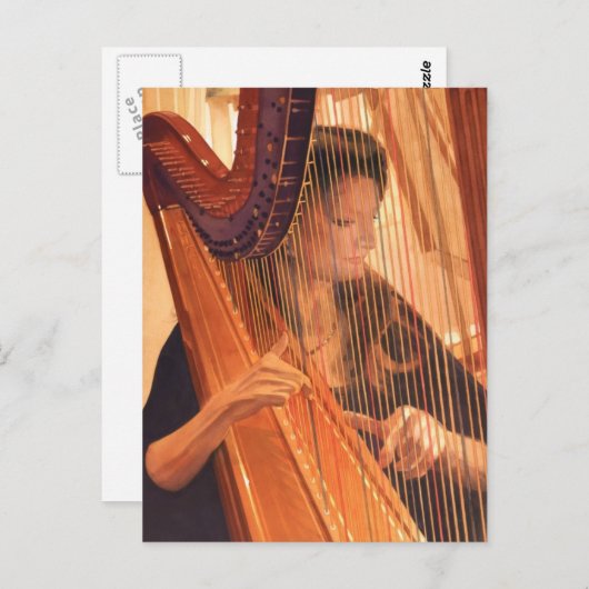 "Echo der Engel" Harp Player Wasserfarbe Postkarte (Vorne/Hinten)